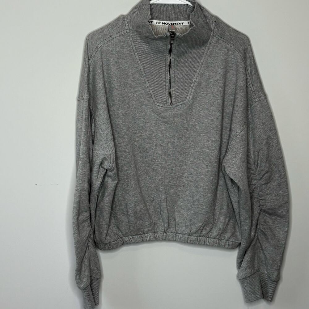 FP Movement by Free People Heather Gray Half-Zip Cropped Sweatshirt